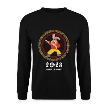 Dabbing Dab Chinese New Year Rabbit 2023 New Year - Unisex Pullover - Schwarz - Vorne - Alina (178cm) & Michal (187cm)