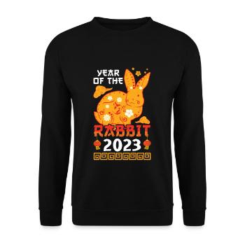 Ornement Lapin du Nouvel An chinois 2023 Nouvel An - Sweat-shirt Unisexe - noir - Devant - Alina (178cm) & Michal (187cm)