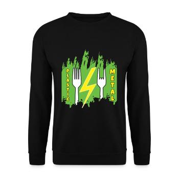 Rock Sign Funny Fork Metal Kid Music Lover Rocker - Unisex Pullover - Schwarz - Vorne - Alina (178cm) & Michal (187cm)