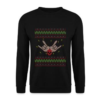 Love Metal Music Heavy Rock Ugly Christmas - Sweat-shirt Unisexe - noir - Devant - Alina (178cm) & Michal (187cm)