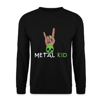 Rock Sign Rock Hand Metal Kid Music Lover Skeleton - Unisex Pullover - Schwarz - Vorne - Alina (178cm) & Michal (187cm)