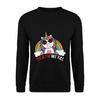Satan Rainbow Unicorn Love Metal Musique Heavy Rock - Sweat-shirt Unisexe - noir - Devant - Alina (178cm) & Michal (187cm)
