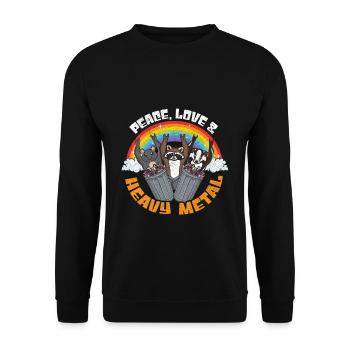 Love Peace Metal Musique Heavy Rock Trash Racoon - Sweat-shirt Unisexe - noir - Devant - Alina (178cm) & Michal (187cm)