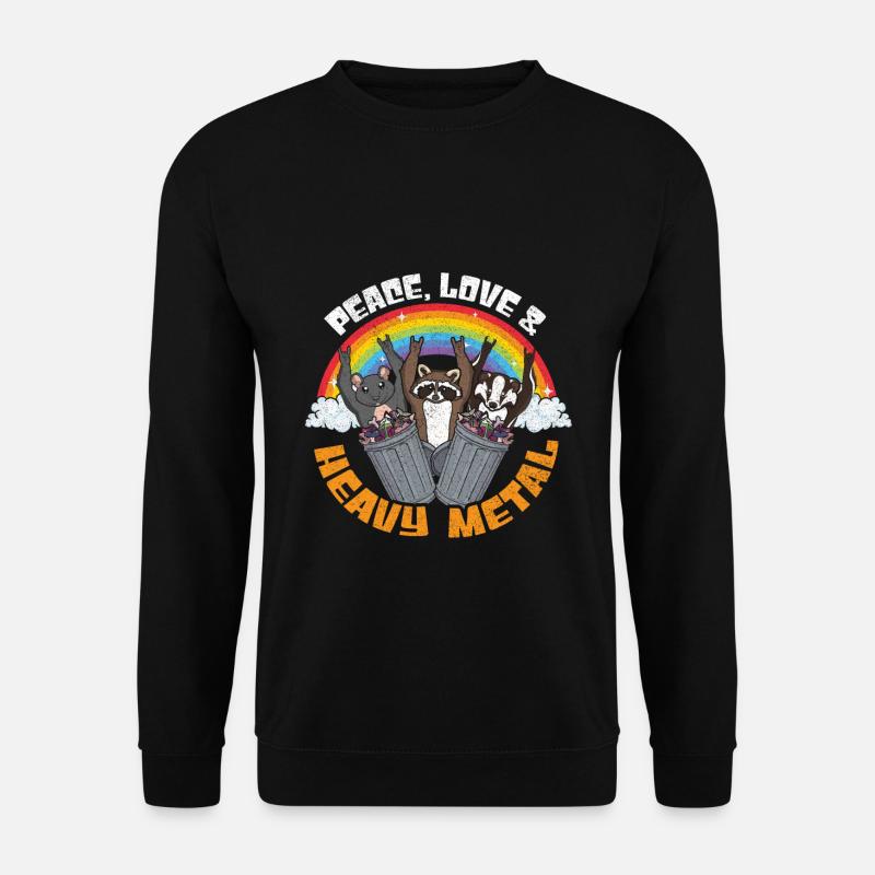 Love Peace Metal Music Heavy Rock Trash Racoon - Unisex Pullover - Schwarz
