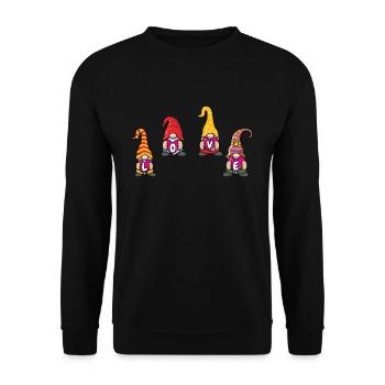 Love Gnomes Elf Dwarf Hearts Day Valentines - Unisex Pullover - Schwarz - Vorne - Alina (178cm) & Michal (187cm)
