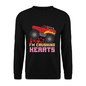 Love Monster Truck Crush Hearts Day Valentines - Unisex Sweatshirt - black - Front - Alina (178cm) & Michal (187cm)