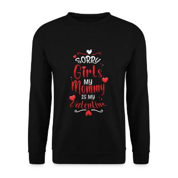 Mommy My Valentine Hearts Day Valentines - Unisex Pullover - Schwarz - Vorne - Alina (178cm) & Michal (187cm)