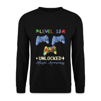 Gamer Age 12 Born Birth Puzzle Autism Awareness - Unisex Sweatshirt - black - Front - Alina (178cm) & Michal (187cm)
