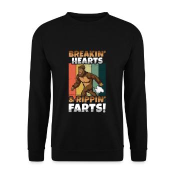 Retro Vintage Bigfoot Hearts Farts Valentines Day - Unisex Pullover - Schwarz - Vorne - Alina (178cm) & Michal (187cm)