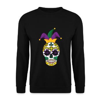 Bone Skeleton Festival Parade Beads Mardi Gras - Unisex Pullover - Schwarz - Vorne - Alina (178cm) & Michal (187cm)