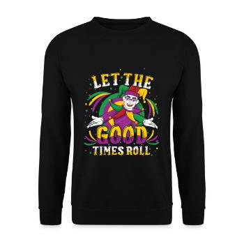 Jester Clown Roll Festival Parade Beads Mardi Gras - Unisex Pullover - Schwarz - Vorne - Alina (178cm) & Michal (187cm)