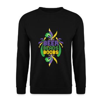 Festival Parade Beer Beads Bling Mardi Gras 2023 - Unisex Pullover - Schwarz - Vorne - Alina (178cm) & Michal (187cm)