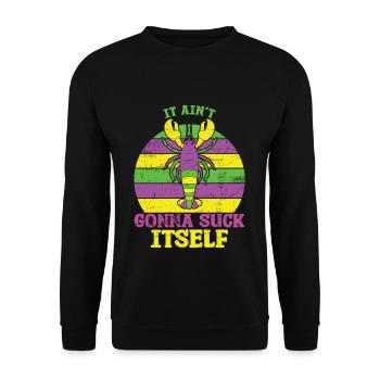 Crawfish Lover Festival Parade Beads Mardi Gras - Unisex Pullover - Schwarz - Vorne - Alina (178cm) & Michal (187cm)