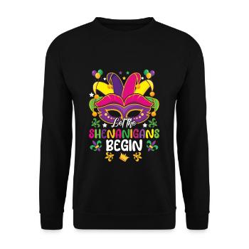 Shenanigans Mask Festival Parade Beads Mardi Gras - Unisex Pullover - Schwarz - Vorne - Alina (178cm) & Michal (187cm)