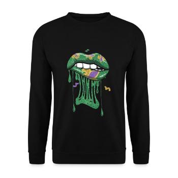 Bite Lips Festival Parade Beads Mardi Gras - Unisex Sweatshirt - black - Front - Alina (178cm) & Michal (187cm)