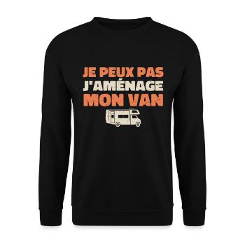 Je peux pas j'aménage mon van - Sweat-shirt Unisexe - noir - Devant - Alina (178cm) & Michal (187cm)