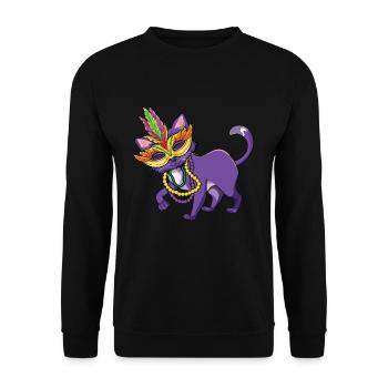 Kawaii Cat Festival Parade Beads 2023 Mardi Gras - Unisex Pullover - Schwarz - Vorne - Alina (178cm) & Michal (187cm)
