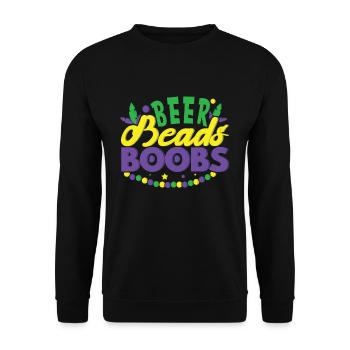 Festival Parade Beer Lover Beads Mardi Gras 2023 - Unisex Pullover - Schwarz - Vorne - Alina (178cm) & Michal (187cm)