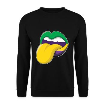Tongue Lips Festival Parade Beads Mardi Gras - Unisex Pullover - Schwarz - Vorne - Alina (178cm) & Michal (187cm)