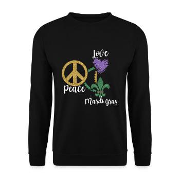 Festival Parade Beads Love Peace Mardi Gras - Unisex Pullover - Schwarz - Vorne - Alina (178cm) & Michal (187cm)