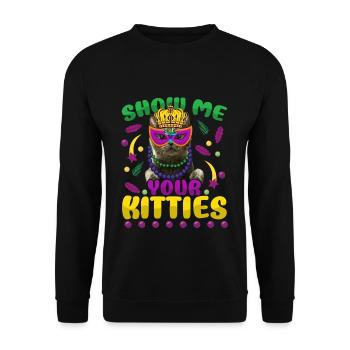 Kitten Cat Festival Parade Beads Mardi Gras - Unisex Pullover - Schwarz - Vorne - Alina (178cm) & Michal (187cm)