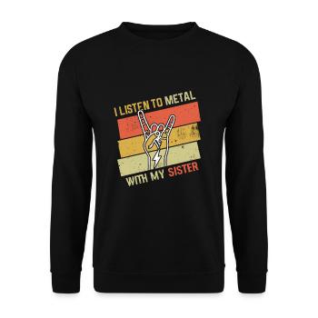 Vintage Metal With Sister Metal Kid Music Lover - Unisex Pullover - Schwarz - Vorne - Alina (178cm) & Michal (187cm)