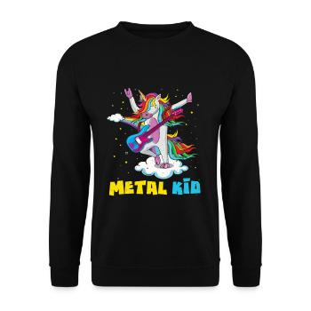 Guitar Unicorn Rainbow Metal Kid Music Rock Sign - Unisex Sweatshirt - black - Front - Alina (178cm) & Michal (187cm)