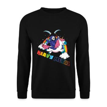 Métal Lourd Licorne Squelette Rocker Rock Heavy - Sweat-shirt Unisexe - noir - Devant - Alina (178cm) & Michal (187cm)