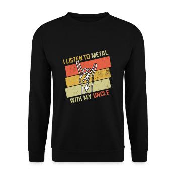 Vintage Metal With Uncle Metal Kid Music Lover - Unisex Pullover - Schwarz - Vorne - Alina (178cm) & Michal (187cm)