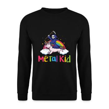 Metal Kid Music Licorne Squelette Grim Rock Heavy - Sweat-shirt Unisexe - noir - Devant - Alina (178cm) & Michal (187cm)