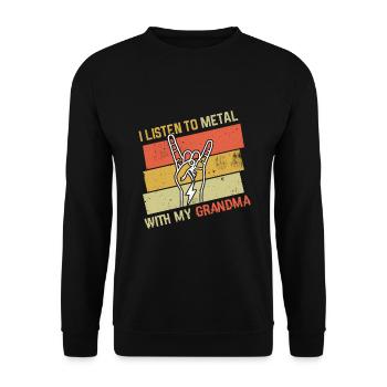 Vintage Metal With Grandmom Metal Kid Music Lover - Unisex Pullover - Schwarz - Vorne - Alina (178cm) & Michal (187cm)