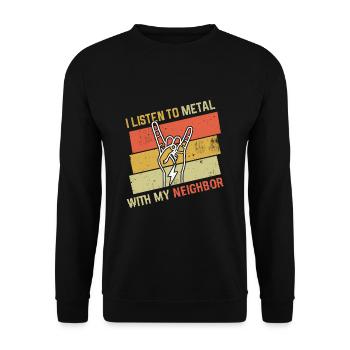 Vintage Metal With Neighbor Metal Kid Music Lover - Unisex Pullover - Schwarz - Vorne - Alina (178cm) & Michal (187cm)