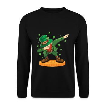 Dab Leprechaun Saint Paddy Shamrock Saint Patricks - Unisex Sweatshirt - black - Front - Alina (178cm) & Michal (187cm)