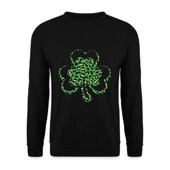 Pattern Leopard Shamrock Saint Patrick Day - Unisex Sweatshirt - black - Front - Alina (178cm) & Michal (187cm)