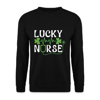 Saint Patrick Day Shamrock Lucky Nurse - Unisex Pullover - Schwarz - Vorne - Alina (178cm) & Michal (187cm)