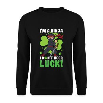 Kid Ninja Luck Japan Clover Saint Patrick Day - Unisex Sweatshirt - black - Front - Alina (178cm) & Michal (187cm)