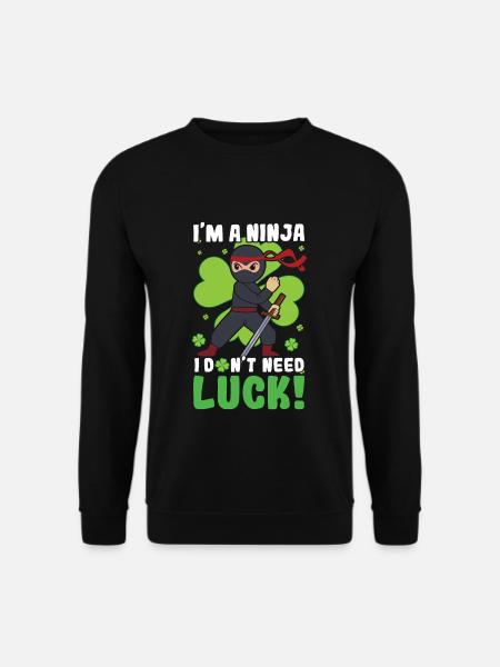 Kid Ninja Luck Japan Clover Saint Patrick Day - Unisex Sweatshirt - black