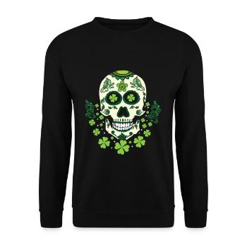 Sugar Bone Skeleton Shamrock Saint Patrick Day - Unisex Sweatshirt - black - Front - Alina (178cm) & Michal (187cm)