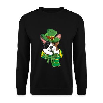 Cute Irish Corgi Happy Saint Patrick Day - Unisex Sweatshirt - black - Front - Alina (178cm) & Michal (187cm)