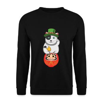 Bienvenue Lucky Luck Cat Happy Saint Patrick Day - Sweat-shirt Unisexe - noir - Devant - Alina (178cm) & Michal (187cm)