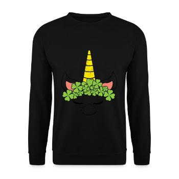 Unicorn Kids Kawaii Clover Saint Patrick Day - Unisex Pullover - Schwarz - Vorne - Alina (178cm) & Michal (187cm)