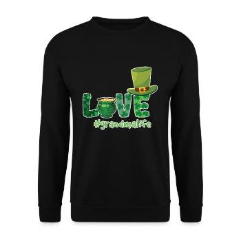 Shamrock Love Grandma Saint Patrick Day - Unisex Pullover - Schwarz - Vorne - Alina (178cm) & Michal (187cm)
