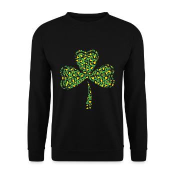 Pattern Leopard Shamrock Luck Saint Patrick Day - Unisex Sweatshirt - black - Front - Alina (178cm) & Michal (187cm)