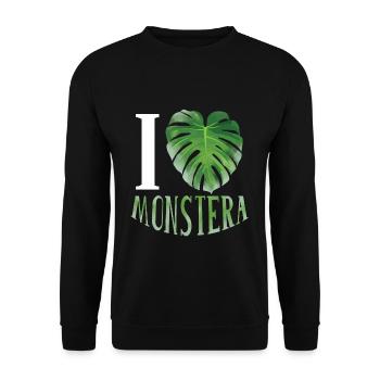 Liebe Monstera Blatt Pflanze Garten Hobbygärtner - Unisex Pullover - Schwarz - Vorne - Alina (178cm) & Michal (187cm)