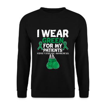 Portez du vert pour les patients Sensibilisation aux maladies rénales - Sweat-shirt Unisexe - noir - Devant - Alina (178cm) & Michal (187cm)