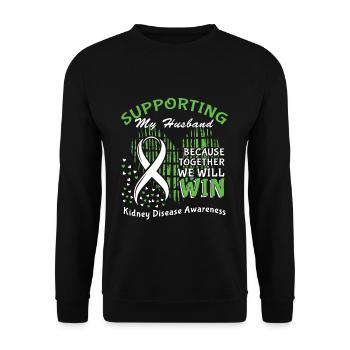 Soutenez la sensibilisation de votre mari à la maladie du rein vert - Sweat-shirt Unisexe - noir - Devant - Alina (178cm) & Michal (187cm)