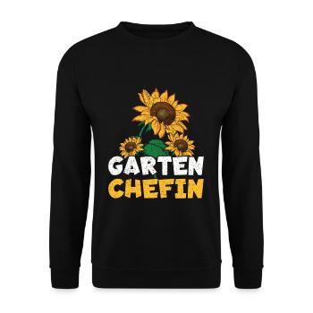 Garten Chefin Muttertag Gärtnerin Gartenarbeit - Unisex Pullover - Schwarz - Vorne - Alina (178cm) & Michal (187cm)