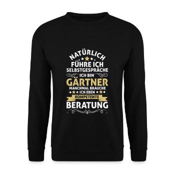 Natürlich Führe Ich Selbstgespräche Hobbygärtner - Unisex Pullover - Schwarz - Vorne - Alina (178cm) & Michal (187cm)