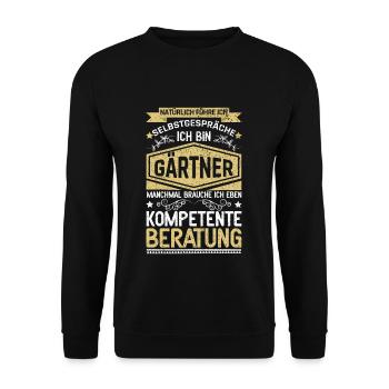 Garten Natürlich Führe Ich Selbstgespräche - Unisex Pullover - Schwarz - Vorne - Alina (178cm) & Michal (187cm)