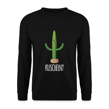 Kuscheln? Kaktus Lustiges Garten - Unisex Pullover - Schwarz - Vorne - Alina (178cm) & Michal (187cm)